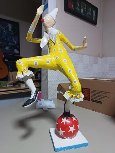 Decoração Estátua palhaço Papel mache