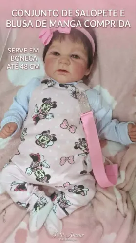 Conjunto de salopete e blusa manga comprida Tamanho Prematuro