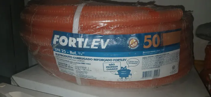 Eletroduto Corrugado Reforçado 25mm (3/4") Laranja Fortlev, em rolo de 50 metros