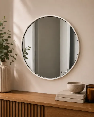 Espelho Diâmetro 60 CM Moldura Pintura Eletrostática a Pó