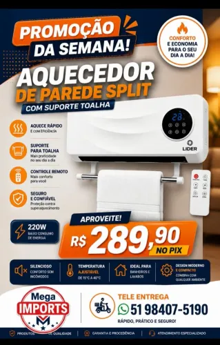 Aquecedor de parede split 220w