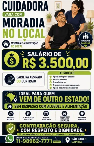 Contrato cuidadora para morar no trabalho