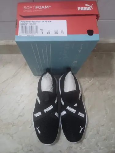 Tênis Infantil Puma Wired Run Slip-on Original Novo Unissex Preto E Branco 31