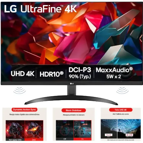 Monitor LG UltraFine - Tela UHD 4K 32", HDR10, DCI-P3 90%, Dynamic Action Sync 32UR500K-B