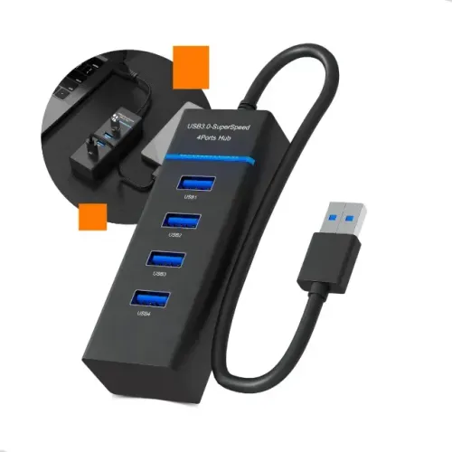 Hub USB 3.0 Plugsy 5 Gbps 4 Portas. Expanda as conexões do seu PC ou notebook