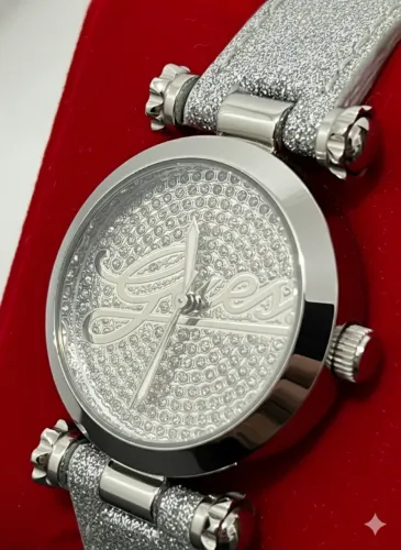 relógio guess feminino glitter silver - edição luxo cristais prateado