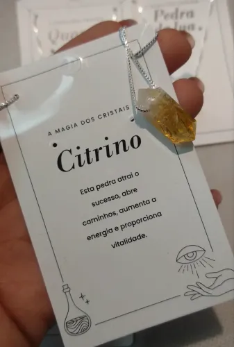 Colar pedra natural CITRINO Prata 925