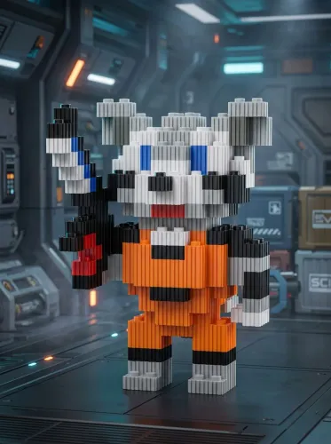 Rocket Raccoon | Blocos de Montar Pixel Art 3D