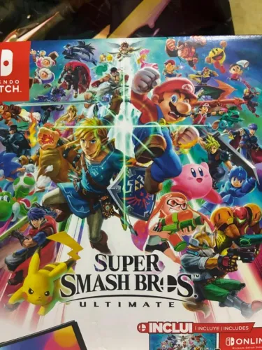 Nintendo Switch OLED Edição Especial Super Smash Bros - Desbloqueado + MicroSD 238GB + Cai