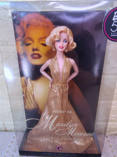 Boneca Barbie Collector Marilyn Monroe Blonde Ambition Vestido dourado lacrada