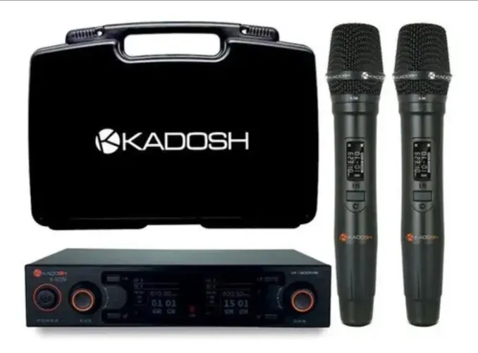 Microfone Sem Fio Kadosh Duplo K502M com Bateria Recarregável