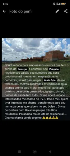 Vendo Ágio Lote de Esquina Av comercial 380 M2
