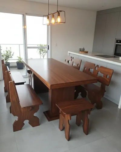 Mesa pedra de ardósia pintada 