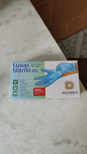 Luva Nitrílica Descartável Azul sem Talco 100 Unidades
