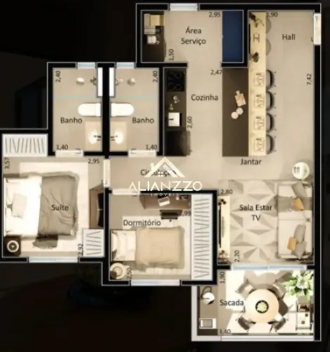 Apartamento com 71m² 2 Quartos na Vila Monte Alegre em Ribeirão Preto/SP. Alianzzo Imóveis