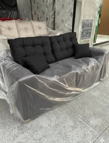Sofa retratil retro preto 