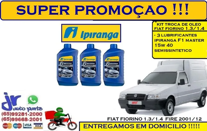 Kit Lubrificante Ipiranga F1 Master 15W 40 Fiat Fiorino 1.3/1.4 2001/12