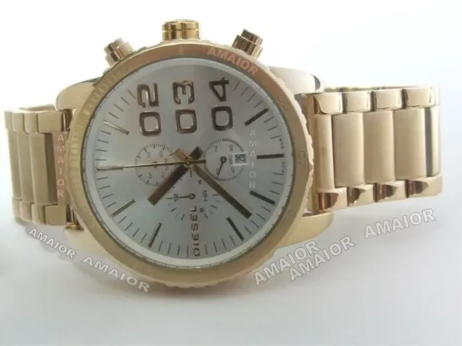 Relogio Diesel Prata Dourado Rose 48mm