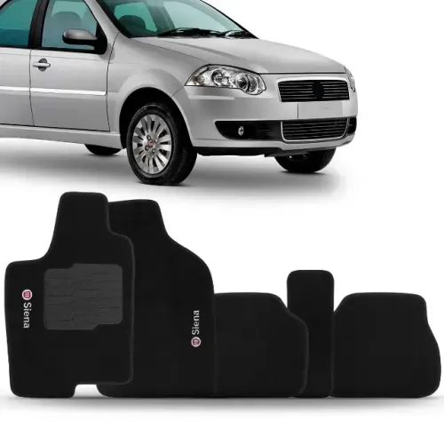 Tapete Carpete Fiat Siena 2008 à 2012 - Preto 5 Peças - Ecotap