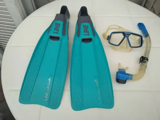 Kit Mergulho Cressi Nadadeira 37/38 Calçadeira 25cm Máscara Snorkel 