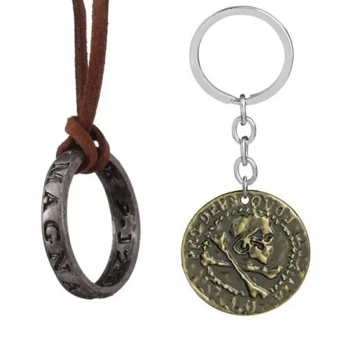 Kit 1 Colar e 1 Chaveiro Uncharted - Moeda, Pirata, Playstation, Arqueólogo Nathan Drake
