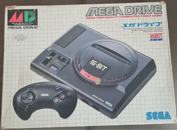 caixa do primeiro modelo japonês do mega drive com isopor original