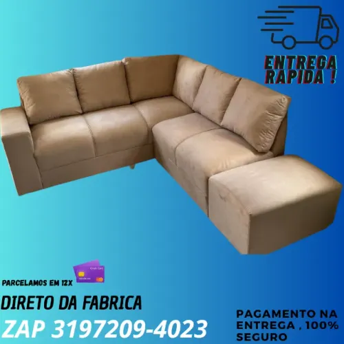 Promoção Sofá Sandero de Canto com Puff - Direto da Fábrica!
