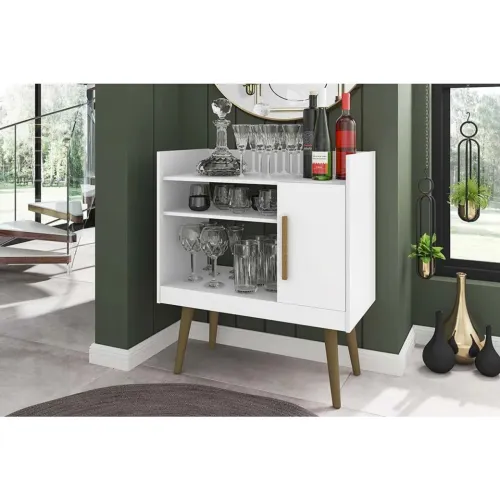 Aparador Balcão Buffet Retrô - Branco - Bechara