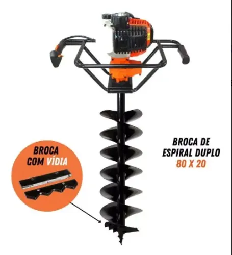 Perfurador De Solo 2t 52cc 2,5hp C/broca 80x20 Vps520 Vulcan