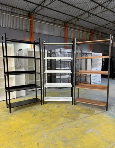  Prateleira Metalon e MDF industrial/ branco preto e amadeirado 