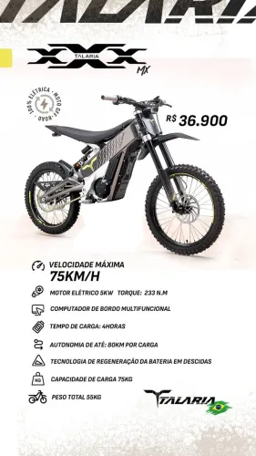 Talaria XXX TL2500 MX Elétrica 0km 2,5kW / 5 kW Pico - Off?Road Premium