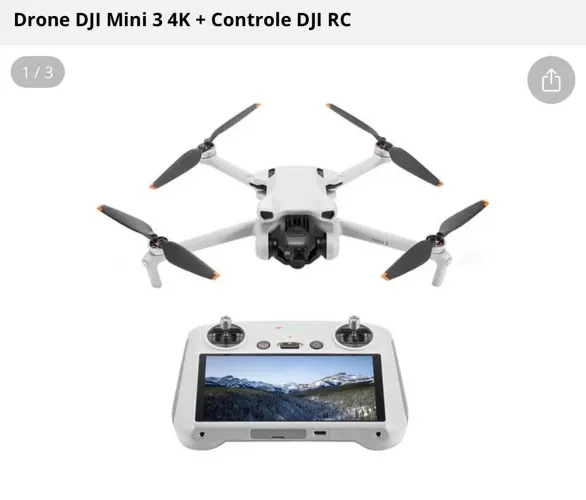 Drone DJI Mini 3 4K + Controle DJI RC - Lacrado novo