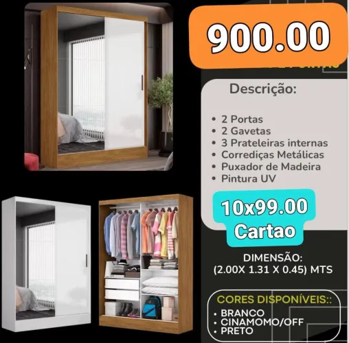 Guarda roupa solteiro porta de correr
