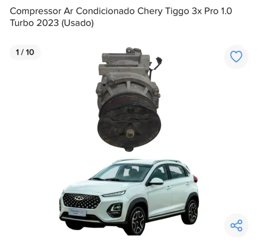 Compressor Ar Condicionado Chery Tiggo 3x Pro 1.0 Turbo 2023