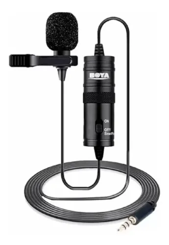 microfone de lapela omnidirecional boya by-m1 áudio profissional para seus vídeos!