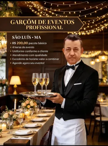 Garçom profissional para seu evento