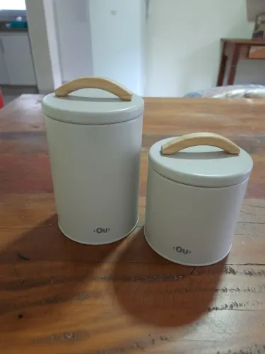 KIT POTE DE MANTIMENTOS SENSE BEGE COM ALÇA DE BAMBU (1,3L E 0,8L) - MARCA OU