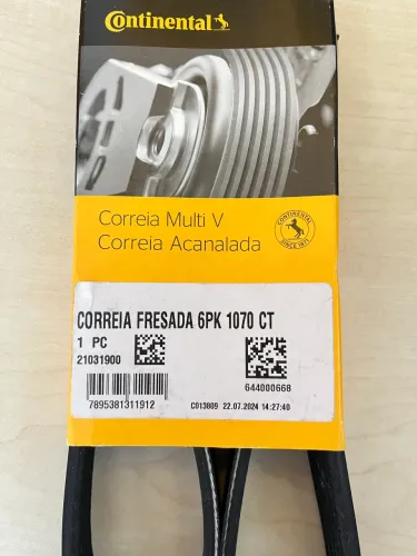  Correia Poly V Alternador 6pk 1070 Peugeot 307 1.6 2006/2012