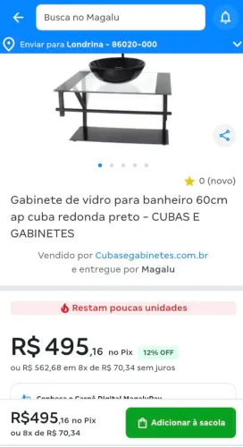 Pia com cuba de banheiro