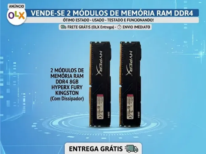 Memória RAM 16GB (2x8GB) DDR4 2666MHz COM dissipador de calor - HyperX FURY Kingston