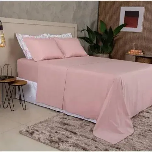 Jogo de Cama Rosa bebê 4 peças Queen