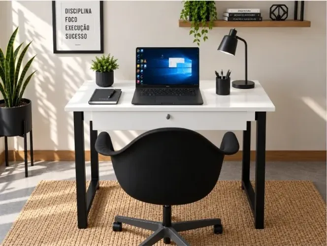 Mesa Note Work Com GavetaL: 70cm x P40cm x A76cm