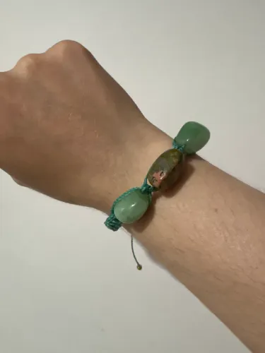 Pulseira Pedra Verde Artesanal Bijuteria Acessórios Moda Feminina