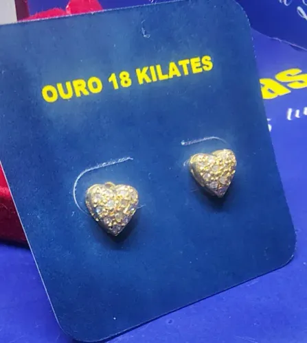 Brincos Diamantes Ouro 18 Kilates Peso 1.80 Gramas 7 mm