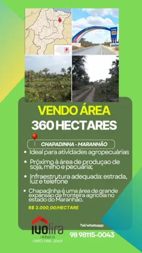 Vendo área de 360 hectares em Chapadinha Maranhão