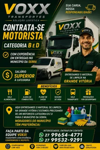Vagas de emprego para motorista categoria D
