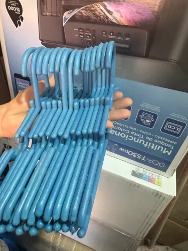 Kit Cabide Infantil / Bebê Azul (12 Unidades) - Resistente e Ideal para Organização