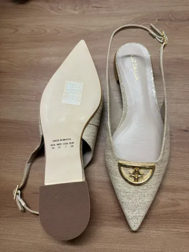 Sapato Luz Da Lua * Slingback Em Couro Natural