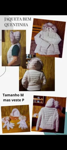 Desapego conjunto inverno, jaqueta forrada luvas e toca