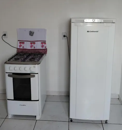 fogão e geladeira com botija de gás inclusa 